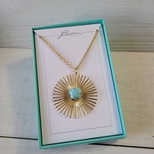 jBloom Gold and Turquoise Pendant Necklace